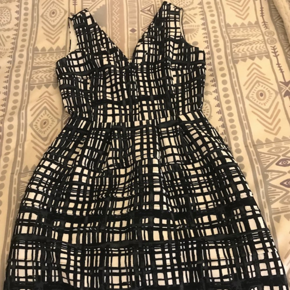 Madewell Graphic Print Sleeveless V Neck Dress (0)